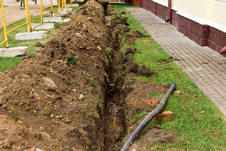 Hume pipe laying for water transportation.Under ground water pipe.Concrete piping.Pipe and man hole.